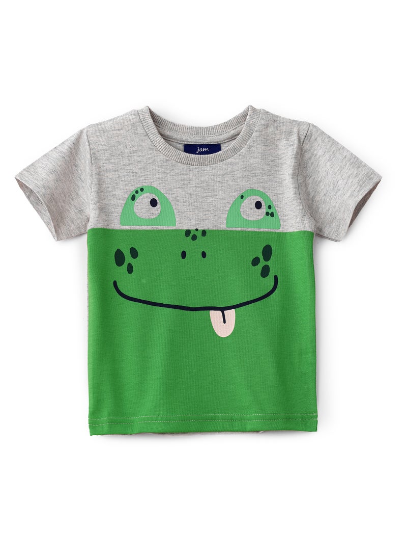 JAM Boys' Green Frog Graphic Cotton T-Shirt - Image 1