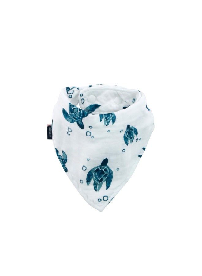 Bebe au Lait Bebe au Lait Oh So Soft Muslin Baby Bandana Bib, 4-Layer Muslin Design, Stylish Pattern - Sea Turtles - Image 1
