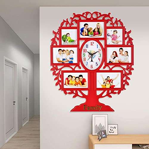 Harbour Analog Latest Stylish New Models Wall Clock with Photo Frames for Home Living Room Hall Bedroom (Size Height 58 CM X Width 48CM)- Home Decor Big Size Wall Clock mbbs6 - Image 1