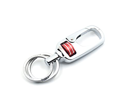 Omuda Stylish Hook Locking Silver Metal Carabiner Double Ring Hook Metal Key Chain for Men & Women - Image 3