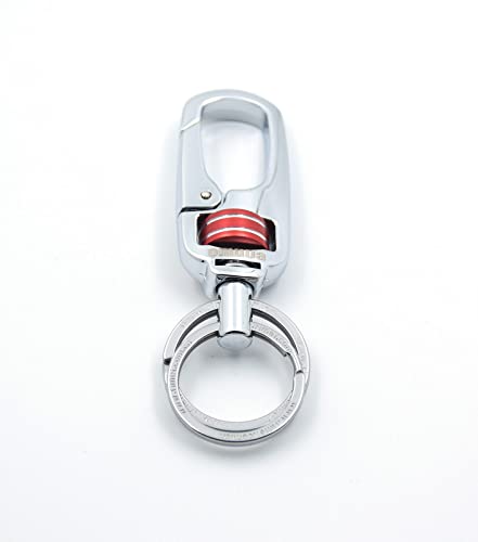 Omuda Stylish Hook Locking Silver Metal Carabiner Double Ring Hook Metal Key Chain for Men & Women - Image 1