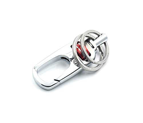 Omuda Stylish Hook Locking Silver Metal Carabiner Double Ring Hook Metal Key Chain for Men & Women - Image 4
