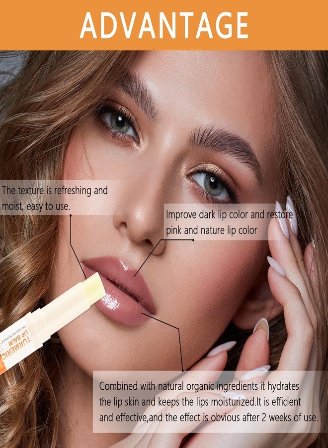 Jutqut 2PCS Turmeric Lip Balm for Dark Lips with Turmeric Oil, Dark Lips Treatment for Smokers, Help Fade Lip Discoloration, Long-Lasting Moisturizing Lip, Cracked, and Dull Lip, Natural Balm5g/0.17oz - Image 2