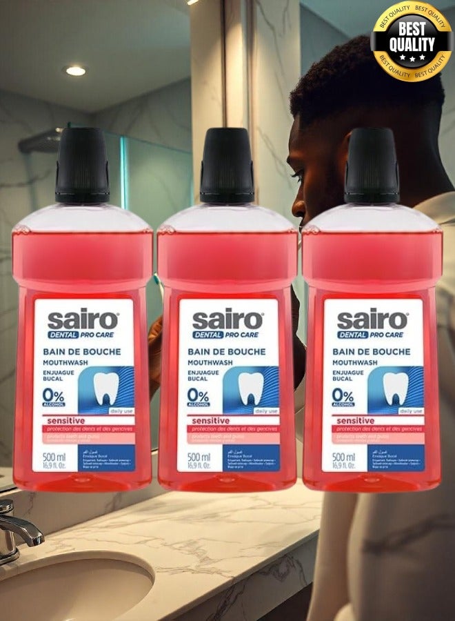 Sairo 3 Pieces Dental Pro Care Mouthwash 0% Alcohol 500ml - Image 1
