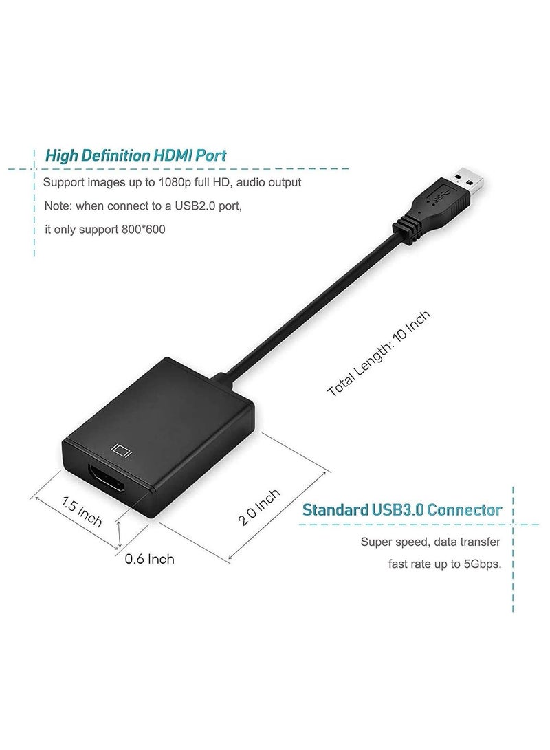 TIGER USB to HDMI Adapter, USB 3.0 to HDMI Cable Multi-Display Video Converter – For PC, Laptop, Windows 7/8/10, Desktop, Monitor, Projector, HDTV [Not Supported for Mac, Chromebook] - Image 2