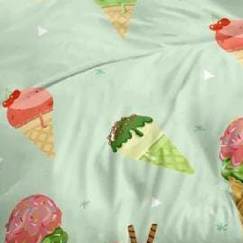 Parda Online Glace Cotton Cartoon Design Printed Kids Bed Sheet Queen Size Double Bedsheet with Flat Sheet 228 X 254 cm Pillow Covers Set of 2 68 X 43 cm Olive Green - Image 2