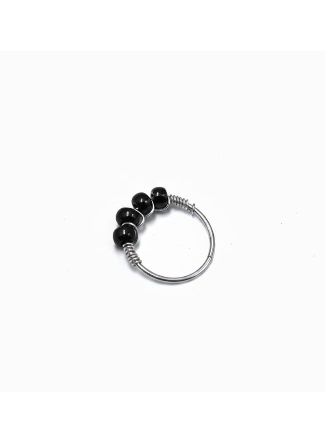 Spaceshoop Nose Ring Hoop Stainless Steel Wire Wrapped Nose Piercing Nose Jewelry for Women Various Colors and Styles Handmade Beaded Piercing Accessory with Black touch - Image 1