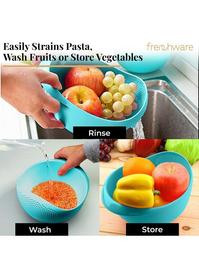 FrenchWare Frenchware (Blue, 1 Unit) Plastic Colander Bowl, Premium-Grade Plastic, 100% Food Safe, BPA-Free, Dishwasher Safe - Image 5