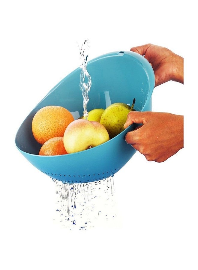 FrenchWare Frenchware (Blue, 1 Unit) Plastic Colander Bowl, Premium-Grade Plastic, 100% Food Safe, BPA-Free, Dishwasher Safe - Image 1