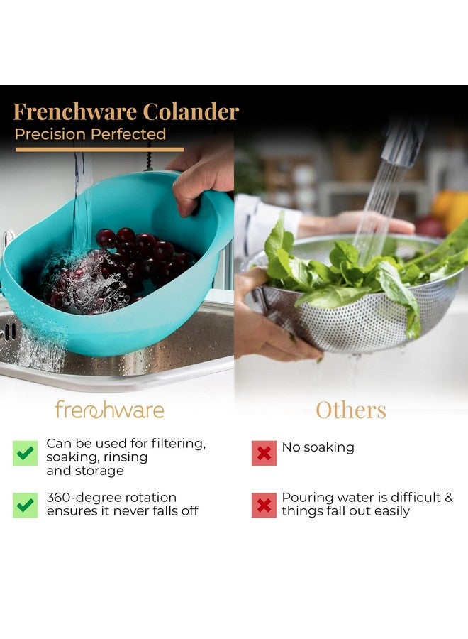 FrenchWare Frenchware (Blue, 1 Unit) Plastic Colander Bowl, Premium-Grade Plastic, 100% Food Safe, BPA-Free, Dishwasher Safe - Image 3