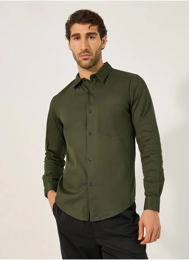 ستايلي Sim Fit Chest Pocket Spread Collar Shirt