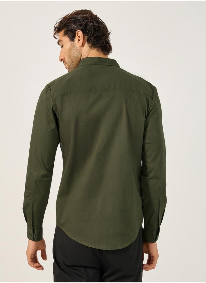Styli Sim Fit Chest Pocket Spread Collar Shirt  - Image 4