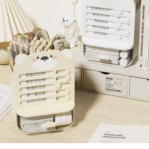 Tusmad Pen Holder | 360° Organizer with Chore Chart, Cute Plastic Caddy, Rotating Holder for Desk – Pen Stand for Table, Office, School & Study Supplies, Multicolor - Image 5