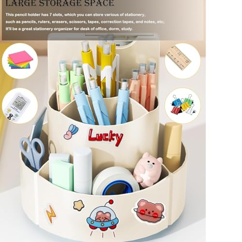Tusmad Pen Holder | 360° Organizer with Chore Chart, Cute Plastic Caddy, Rotating Holder for Desk – Pen Stand for Table, Office, School & Study Supplies, Multicolor - Image 4