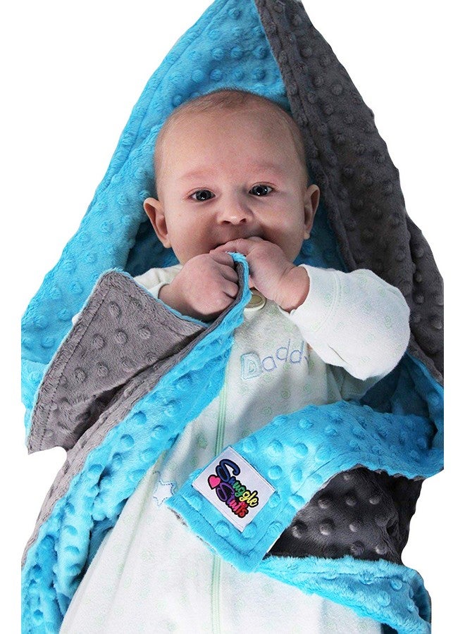 Snuggle Stuffs Reversible Unisex Children's Soft Baby Blanket Minky Dot (Turquoise/Grey) - Image 5