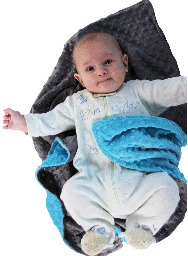 Snuggle Stuffs Reversible Unisex Children's Soft Baby Blanket Minky Dot (Turquoise/Grey) - Image 4