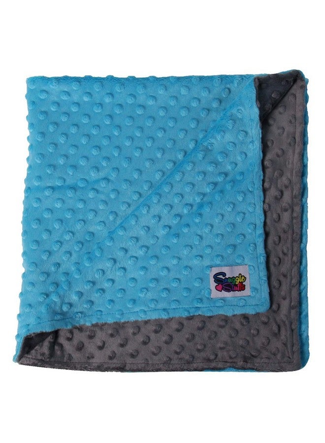 Snuggle Stuffs Reversible Unisex Children's Soft Baby Blanket Minky Dot (Turquoise/Grey) - Image 2
