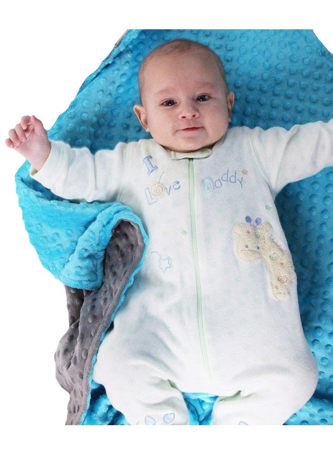 Snuggle Stuffs Reversible Unisex Children's Soft Baby Blanket Minky Dot (Turquoise/Grey) - Image 3