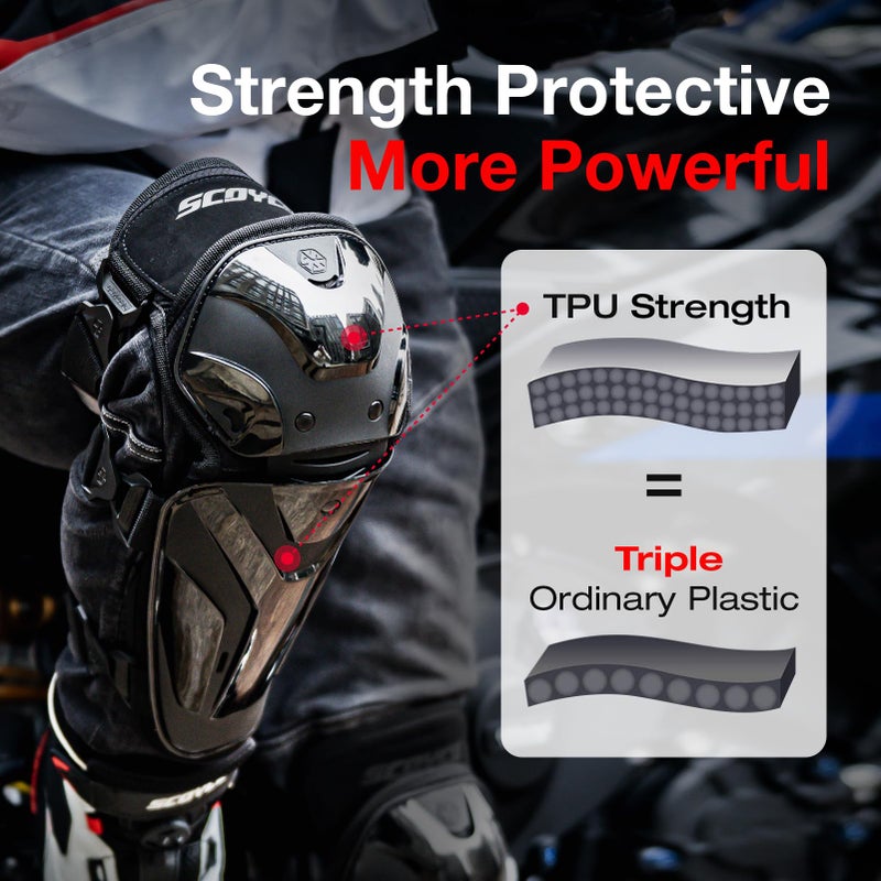 Scoyco Motorcycle Knee and Shin Guards â€“ Motocross Knee Pads Adjustable TPU Protective Gear for Road Cycling - Image 3