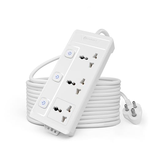 Cablet Extension Board 2500W 10A | 3 Universal Multi Plug Socket with Individual Switches | 4.5 Meter Heavy Duty Cord | LED Indicator, Power Strip & Spike Guard for Home & Office Use - Image 1