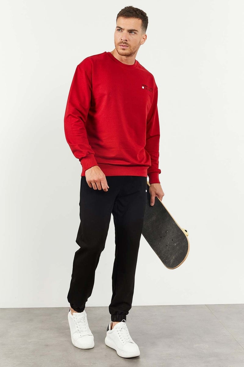 Tommy Life Red-Black Men's Casual O Neck Oversize Elastic Leg Tracksuit - 85120  - Image 5