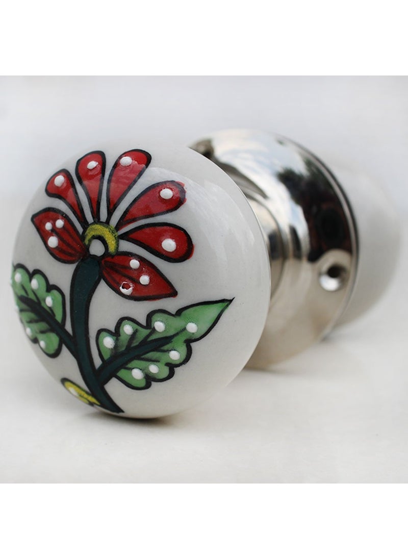 Indian-Shelf IndianShelf Pack of 1 Piece Handles Ceramic Bedroom Dresser Drawer Pulls Green Door Handles Kitchen Cabinets Flower Handle 698 cm Pulls  - Image 1