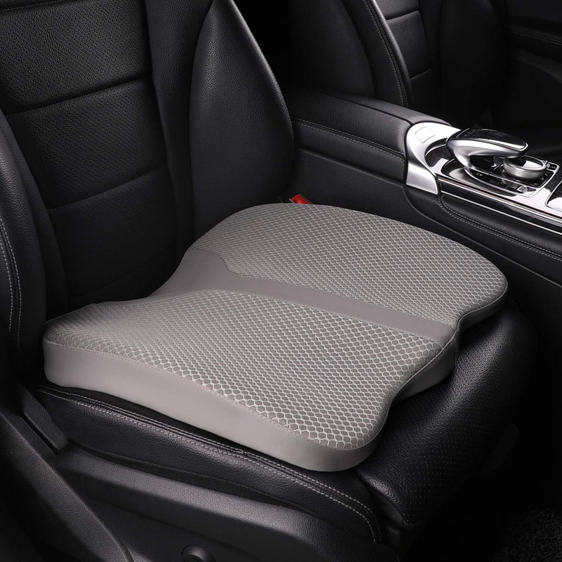 LARROUS Car Seat Cushion - Comfort Memory Foam Seat Cushion for Car Seat Driver, Tailbone (Coccyx) Pain Relief, Car Seat Cushions for Driving (Gray) - Image 1