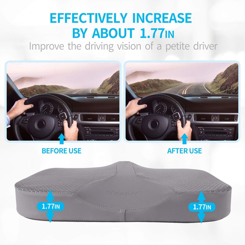 LARROUS Car Seat Cushion - Comfort Memory Foam Seat Cushion for Car Seat Driver, Tailbone (Coccyx) Pain Relief, Car Seat Cushions for Driving (Gray) - Image 2