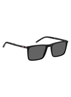 TOMMY HILFIGER Men's Polarized Rectangular Shape Carbon Fiber Sunglasses TH 2077/S GREY 41 - Lens Size: 41 Mm - Black  - Image 2
