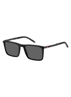 TOMMY HILFIGER Men's Polarized Rectangular Shape Carbon Fiber Sunglasses TH 2077/S GREY 41 - Lens Size: 41 Mm - Black  - Image 1