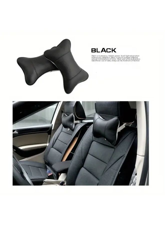 Black PU Leather Car Neck Pillow With Soft Padding For Commuters - Image 5