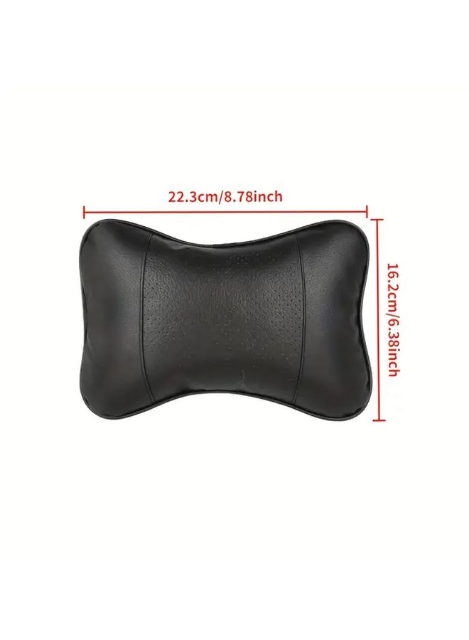 Black PU Leather Car Neck Pillow With Soft Padding For Commuters - Image 2
