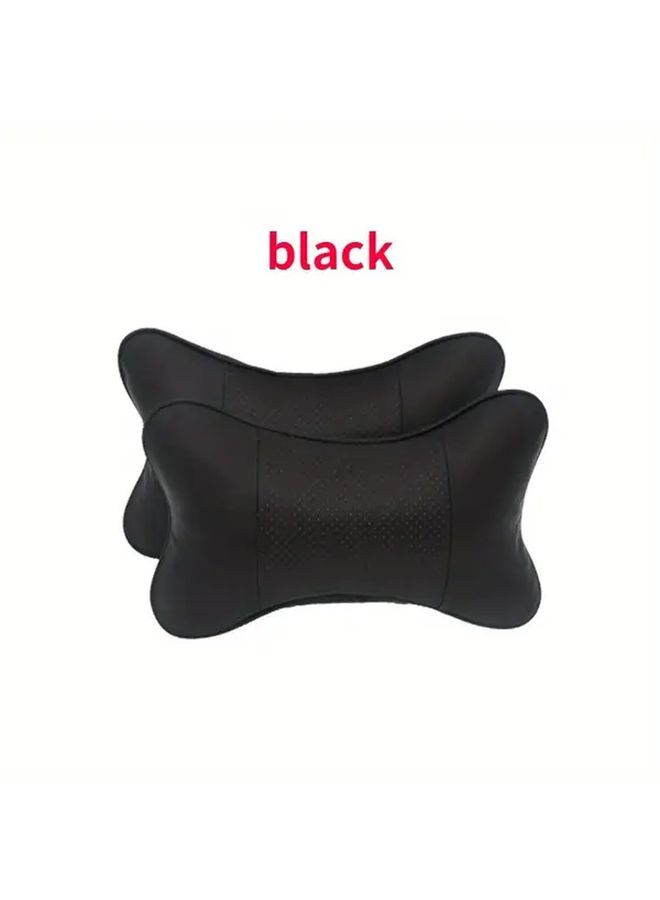 Black PU Leather Car Neck Pillow With Soft Padding For Commuters - Image 4