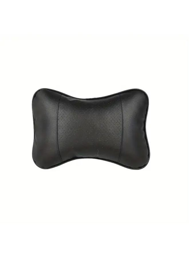 Black PU Leather Car Neck Pillow With Soft Padding For Commuters - Image 3