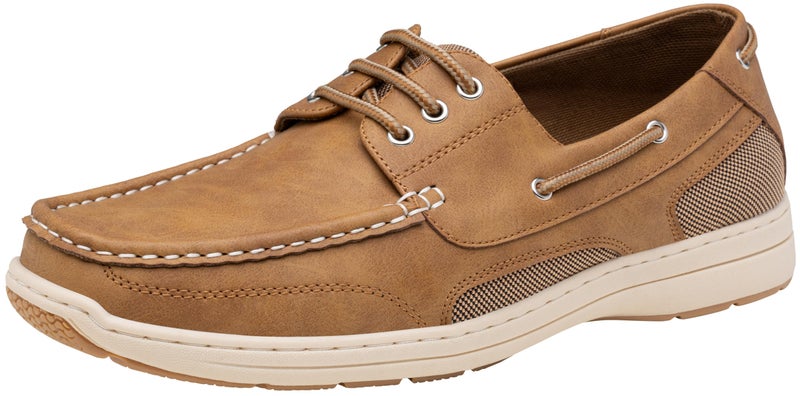 Vostey Men's Loafers & Slip-ons 3-Eye Boat Shoes Men Comfortable Casual Loafers for Men (BMY3005 tan 10.5) - Image 1