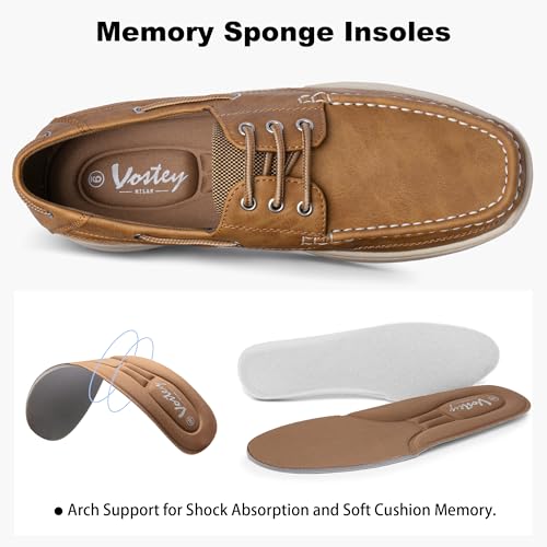 Vostey Men's Loafers & Slip-ons 3-Eye Boat Shoes Men Comfortable Casual Loafers for Men (BMY3005 tan 10.5) - Image 5