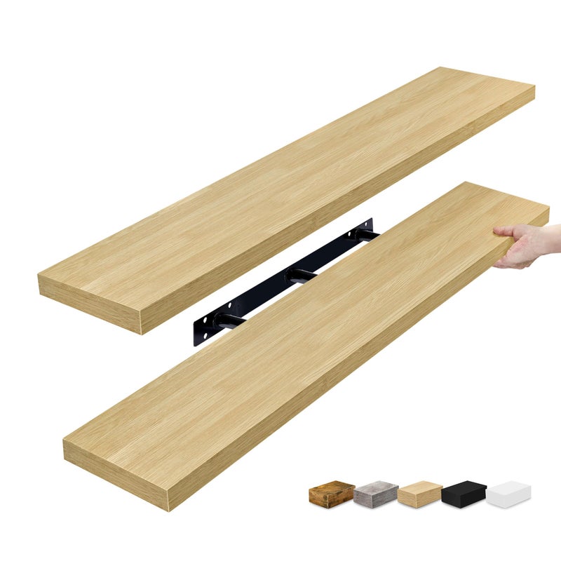 Sorbus Floating Shelves for Wall - 48 Inch Long Bathroom Shelves, Wall Decor for Bedroom, Kitchen, Living Room & Book Storage - Mounted Floating Shelf with Invisible Brackets (Maple Wood, 3 Pack) - Image 1