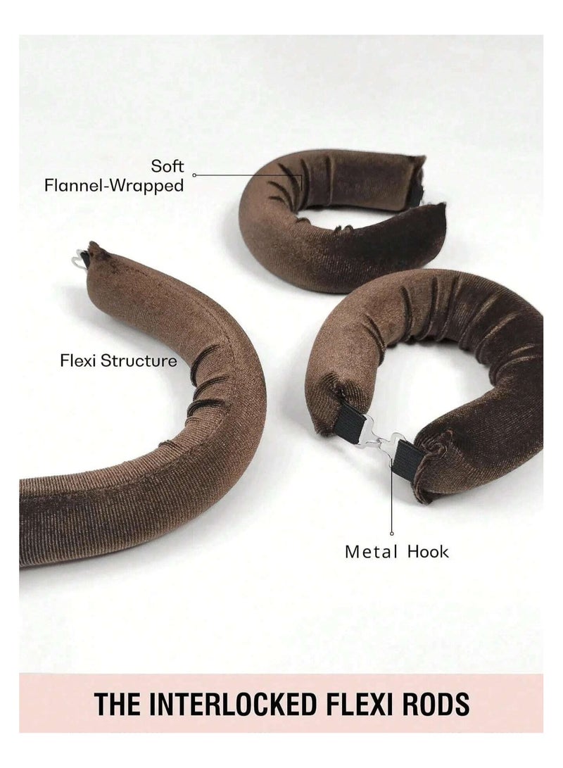 خاجول 3 قطع من مكواة تجعيد الشعر بدون حرارة، قضبان مع خطاف، قضيب تجعيد بدون حرارة لجميع أنواع الشعر، مكواة تجعيد بدون حرارة للنوم بها، تجعيدات بدون حرارة طوال الليل لتجعيد الشعر (بني غامق) - Image 4