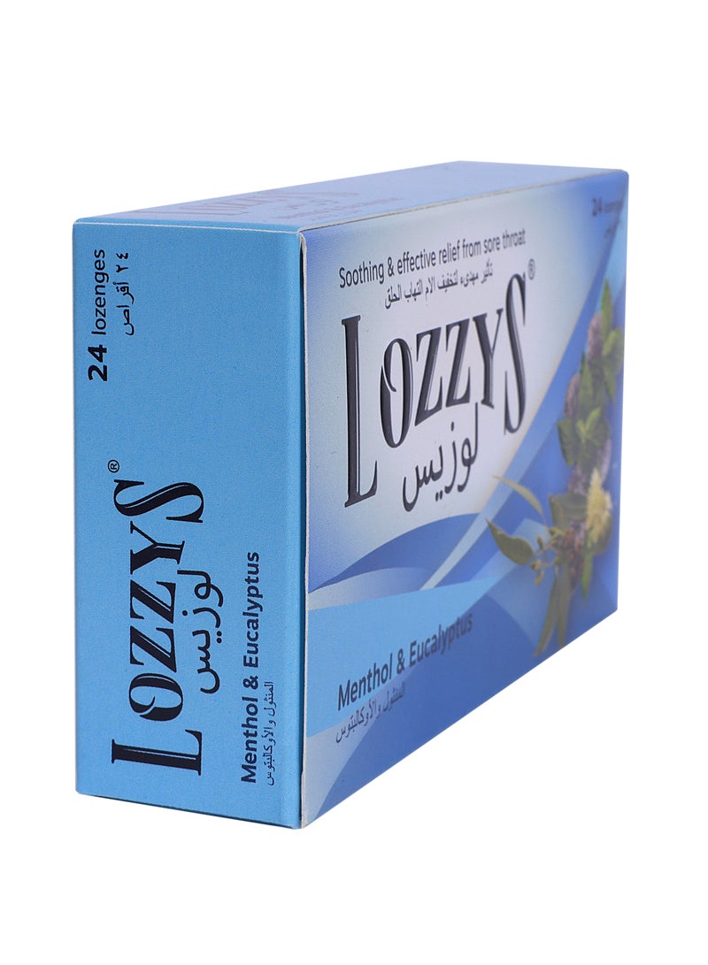 LOZZYS Menthol & Eucalyptus for Sore Throat and Blocked Nose, Dual Anti-Bacterial Action, Fast Effective Relief from the Symptoms of Sore Throat, 24 Lozenges - Image 2