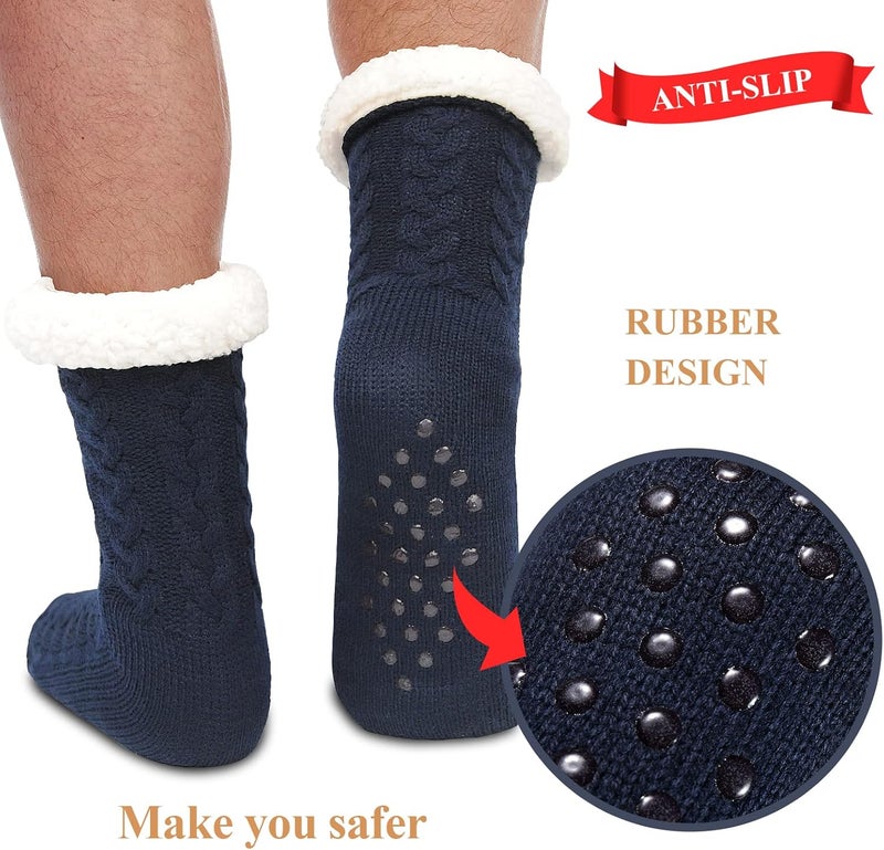 SIMIYA Mens Warm Fleece Lined Winter Soft Non Slip Socks Christmas Mens Slipper Socks (One size fits 6-12) - Image 4