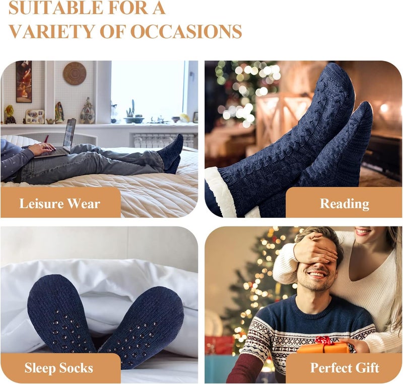 SIMIYA Mens Warm Fleece Lined Winter Soft Non Slip Socks Christmas Mens Slipper Socks (One size fits 6-12) - Image 5