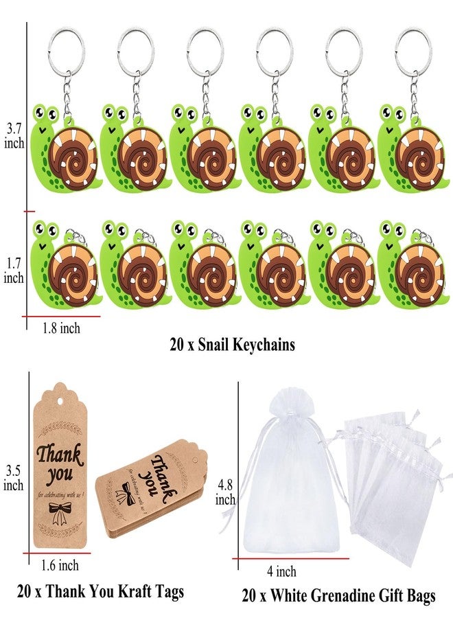Elecrainbow 60 Pack Snail Party Favors Include 20 Snail Keychains, 20 Thank You Tags, 20 Gift Bags for Safari Party, Jungle Baby Shower, Animal Themed Kids Birthday, Wild ONE First Birthday - Image 2