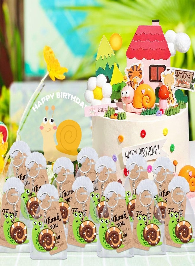 Elecrainbow 60 Pack Snail Party Favors Include 20 Snail Keychains, 20 Thank You Tags, 20 Gift Bags for Safari Party, Jungle Baby Shower, Animal Themed Kids Birthday, Wild ONE First Birthday - Image 5