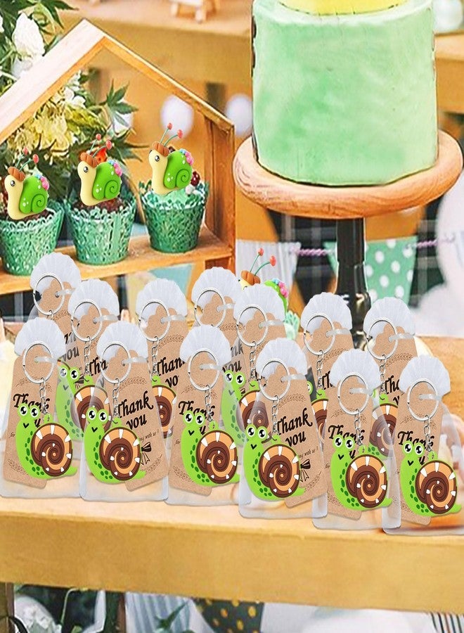 Elecrainbow 60 Pack Snail Party Favors Include 20 Snail Keychains, 20 Thank You Tags, 20 Gift Bags for Safari Party, Jungle Baby Shower, Animal Themed Kids Birthday, Wild ONE First Birthday - Image 4