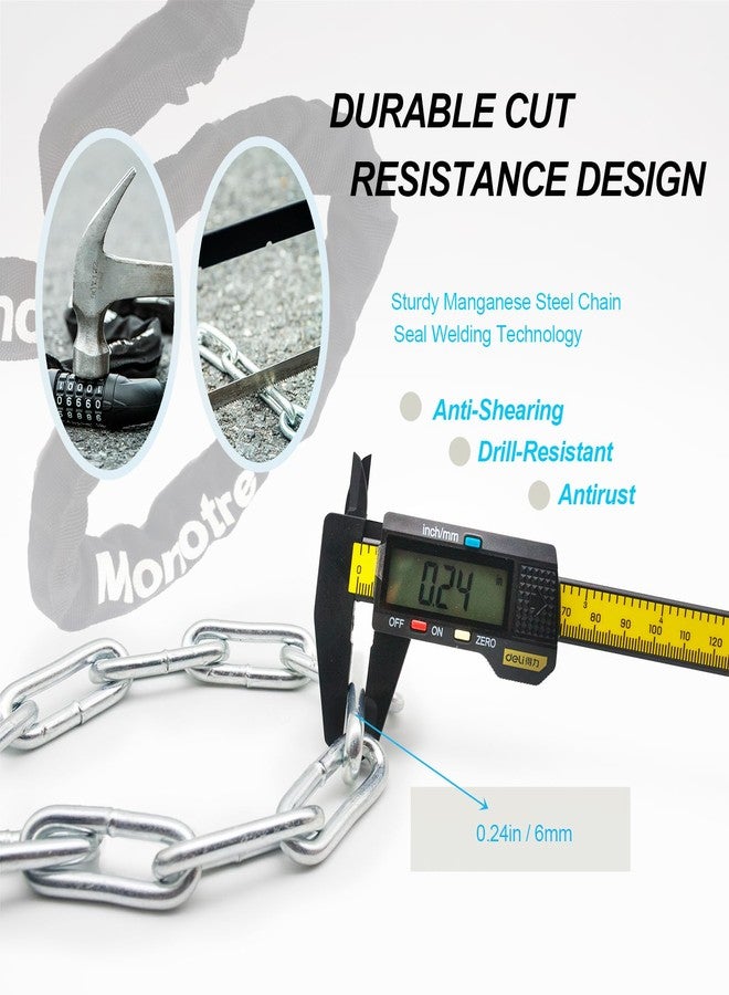 Monotre Bike Chain Lock, 5-Digit Resettable Combination Heavy Duty Anti-Theft Bike Chain Lock, 3.2FT Long Keyless Security Bike Lock for Bicycles, Scooters, Motorcycles, Doors, Fences - Image 4