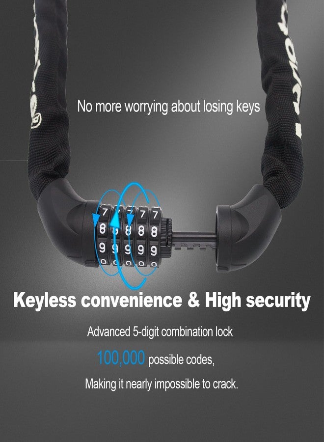 Monotre Bike Chain Lock, 5-Digit Resettable Combination Heavy Duty Anti-Theft Bike Chain Lock, 3.2FT Long Keyless Security Bike Lock for Bicycles, Scooters, Motorcycles, Doors, Fences - Image 2