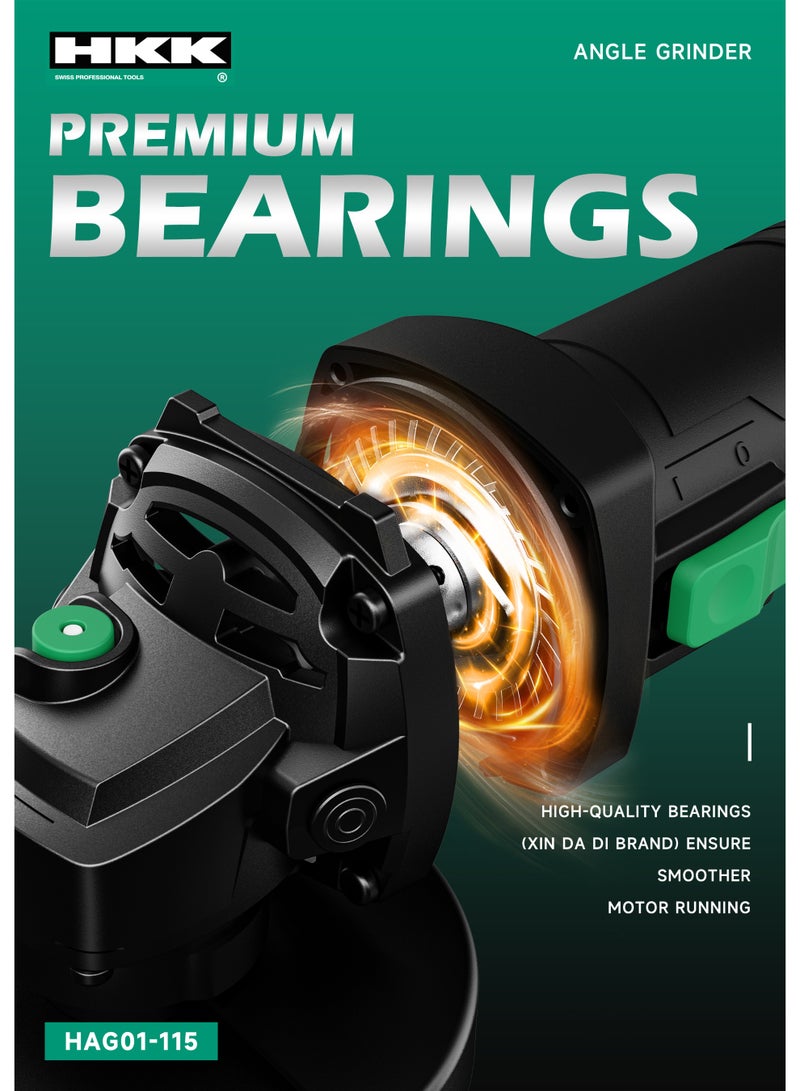 ح ك ك جلاخة زاوية 800 واط 115 مم - أداة جلاخة سلكية شديدة التحمل للقطع والطحن والتلميع، أداة يدوية كهربائية صغيرة الحجم للمعادن والخشب والحجر - Image 2