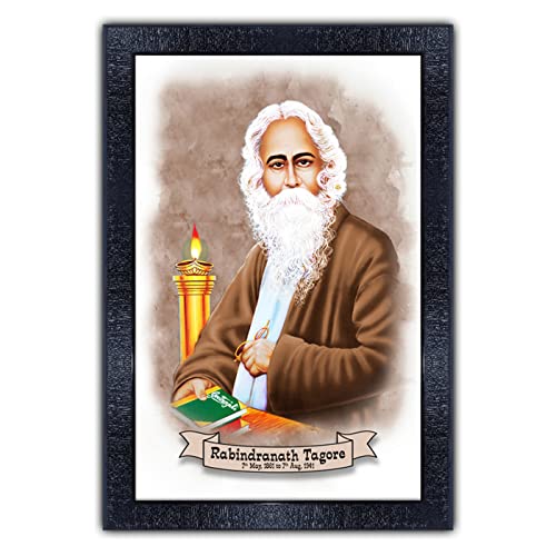 pnf UV Textured Wooden Framed Poster of Rabindranath Tagore p-151 (13.5x19inch,Framed Print,Multicolour) - Image 1