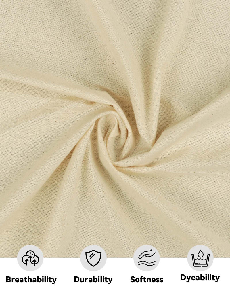 HOTGODEN Medium Weight 100% Cotton Muslin Fabric: 63 inch x 2 Yards Unbleached Muslin Linen Fabric Material for Sewing Material Apparel Cloth - Image 2