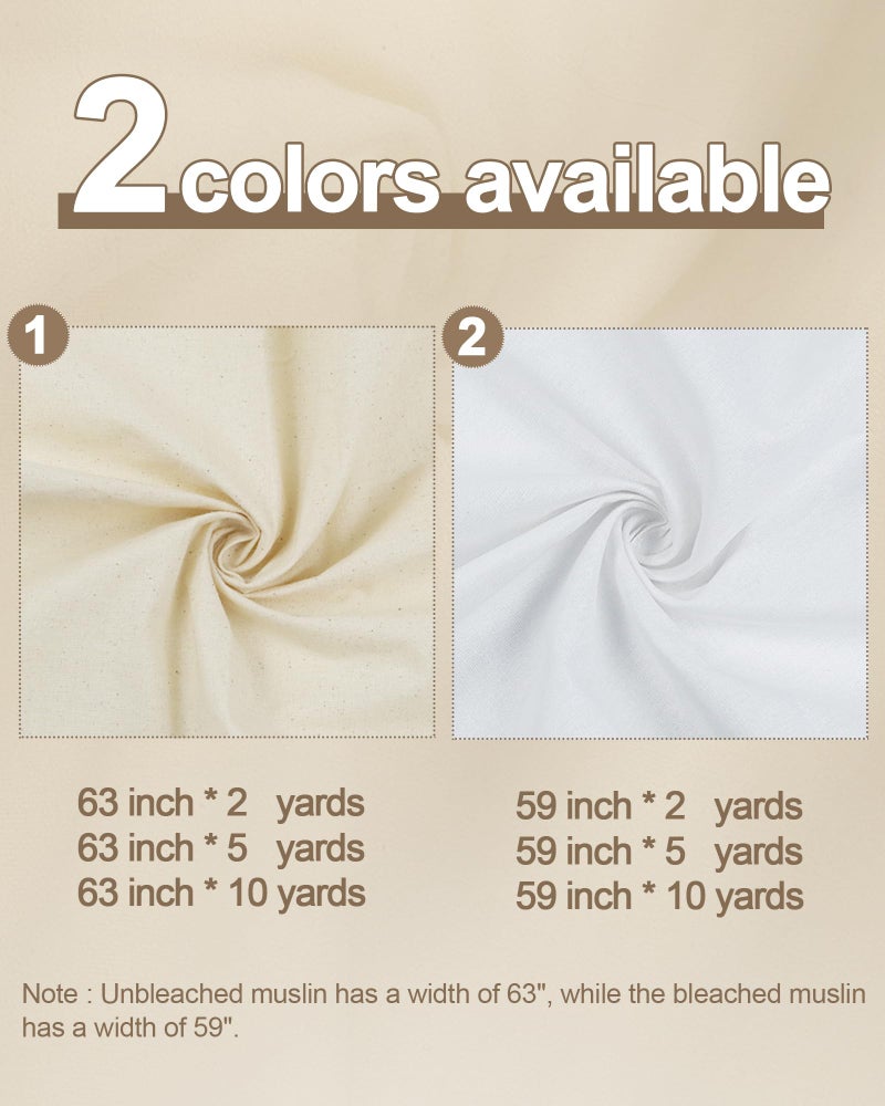 HOTGODEN Medium Weight 100% Cotton Muslin Fabric: 63 inch x 2 Yards Unbleached Muslin Linen Fabric Material for Sewing Material Apparel Cloth - Image 4